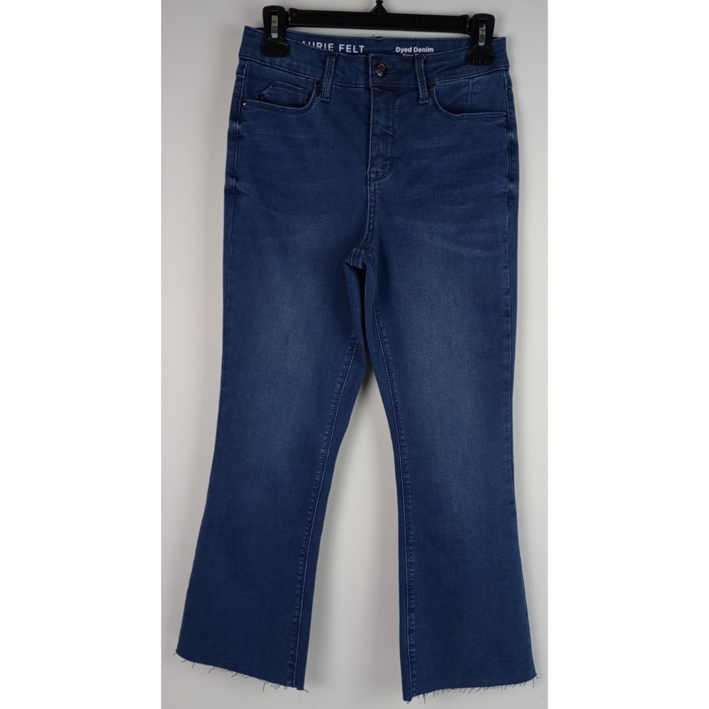 Laurie Felt LA Womens 2 Dark Blue Dyed Denim Crop Flare Stretch Jegging Jeans